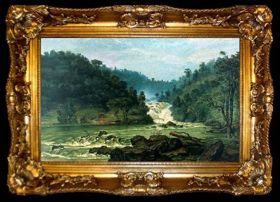 framed  Benedito Calixto Waterfall on Sorocaba River, ta009-2